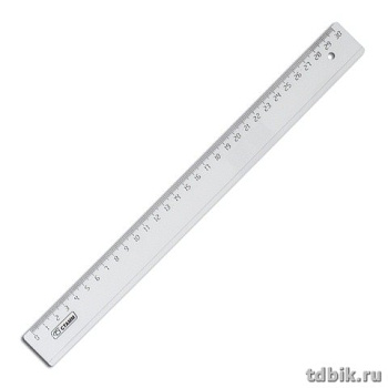 Линейка 30 см. пласт. прозрачная Стамм