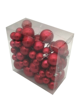Набор шаров  цвет красный   59 шт (60мм 8шт, 50мм 8шт, 40мм 13шт, 30мм 30шт)