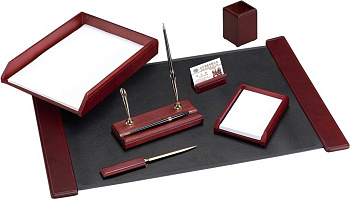 Набор настольный дерево  7 предметов "Good Sunrise" цвет красное дерево бордовый/черный