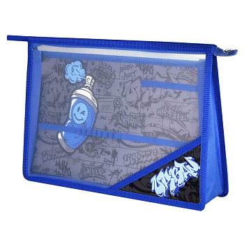 Папка для труда (А4) "ГРАФФИТИ" молния, внутренний разделитель с держателями