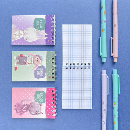 Блокнот А7  40л.,  68*101 мм, на гребне Альт "KIDS" 4 вида