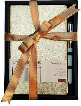 Набор подарочный BrunoVisconti "MEGAPOLIS FLEX" (ЗОЛОТОЙ ЕЖЕДНЕВНИК А5 + РУЧКА)