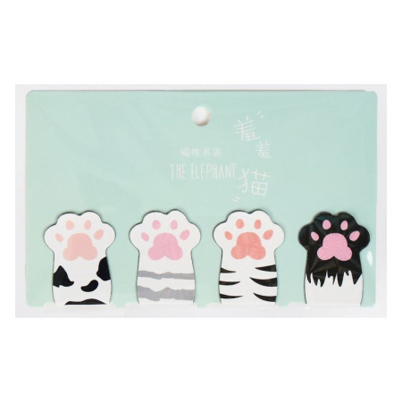 Закладка магнитная 4 шт/уп "Лапки" Calligrata, микс