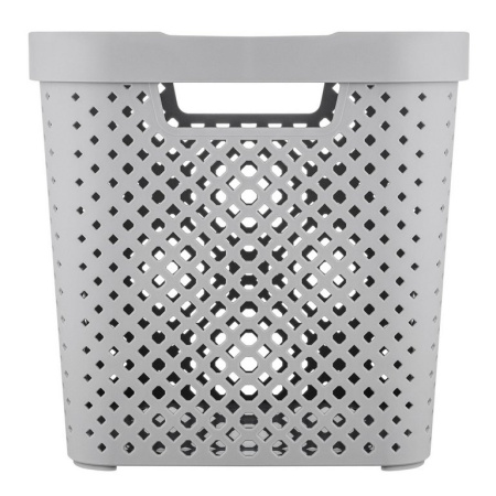 Корзина для хранения пластик. 20л. с крышкой 31*31*30 см цв. серый шторм