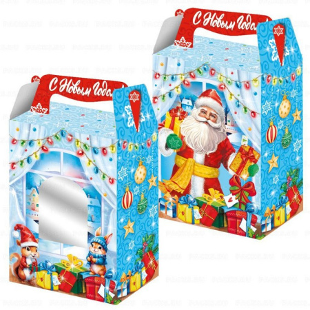Коробка для конфет на 1000 гр "Дед мороз" с окном