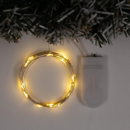 Гирлянда комнатная Нить  "Роса"  2м, 20 теплых ламп, на батарейках (от 0 до +35 °С)