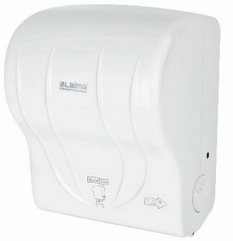Диспенсер для бумажных полотенец в рулоне LAIMA PROFESSIONAL белый пластик