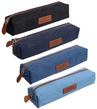 Пенал  универсальный Calligrata "Джинс" 20,5*3,5см ассорти