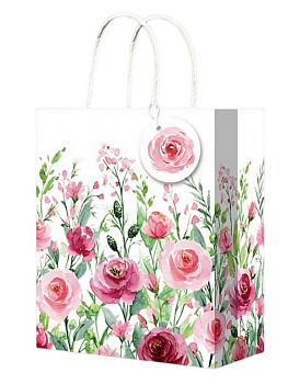 Пакет бумажный 18*23см ламинированный "Сезонные цветы, розы"