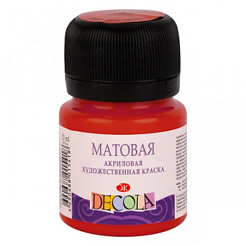 Краска акриловая  20мл красная, матовая Декола