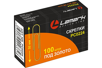 Скрепки 50 мм 100 шт/уп никелированные Lamark