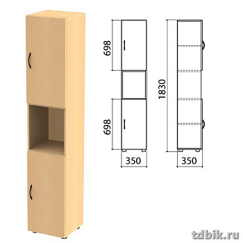 Шкаф для бумаг "Канц" полузакрытый, 2 двери (350*330*1830мм) цвет бук