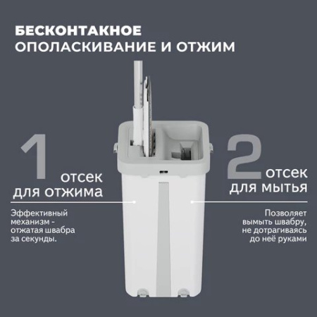Набор для уборки помещений: ведро с отжимом 12л/9л, самоотжим. швабра с насадкой (2шт) ЛАЙМА