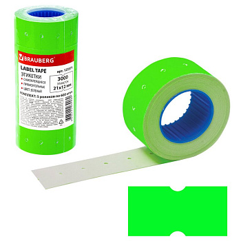 Лента для э/пистолетов цвет зеленый 21*12 прямоуг.(600 эт) Brauderg (5 рул в упак)