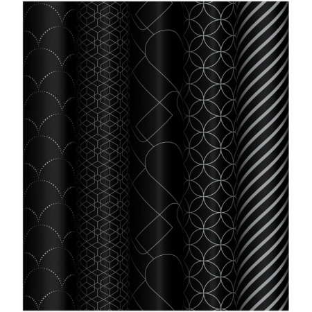 Бумага упаковочная 70*100см  в рулоне (ассорти) "Pattern on black" MESHU