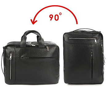 Рюкзак-сумка мужской FABRETTI 39х29х13 см, нат. кожа, черный