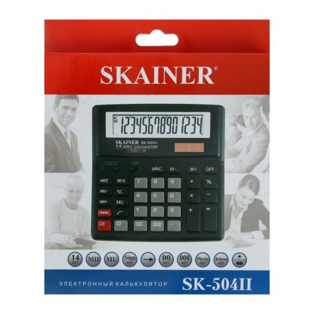 Калькулятор наст. Skainer SK-504II (14 разр., 2 питания, 156x157x33мм)(SDC-640)
