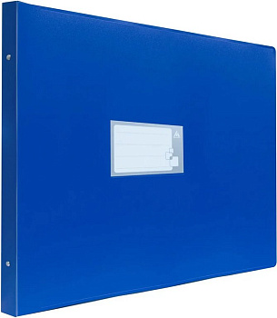 Папка на 4-х кольцах А3 27 мм пластик 0,8 мм. синяя, горизонтальная Бюрократ
