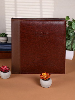 Фотоальбом 500 фото 10*15см "Важное событие" MILAND коричневый, обложка под кожу. в коробке