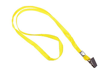 Шнур для бейджа желтый с метал. зажимом, длина 40см (80см), ширина 1см Calligrata