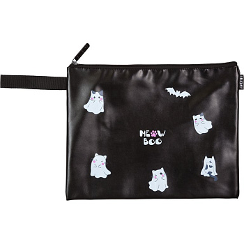 Папка для тетрадей А4 на молнии deVENTE "Ghost Meow" искусственная кожа 34,5*25,5*1,5 см