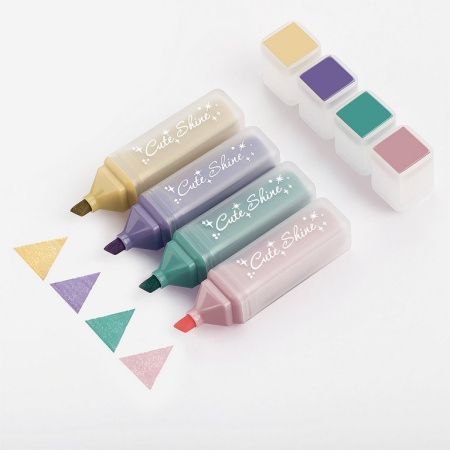 Набор текст-маркеров  4 шт  MINI MESHU "Shine" 1-5 мм (желт, фиолет, розов, зелен)