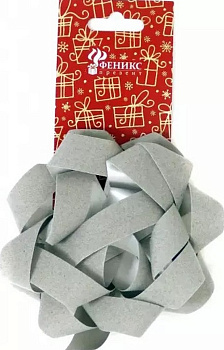 Бант Звезда 12см серебяный (бархат)