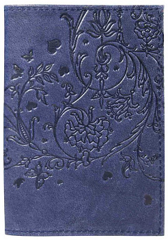 Обложка для автодокументов, нат. кожа "Вдохновение" синий