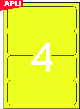 Этикетки самоклеящиеся А4 190*61, 4 этикетки, скруглен. края, желтые, Apli