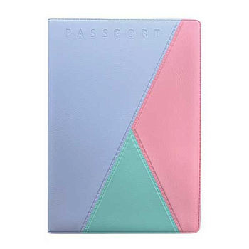 Обложка для паспорта "Трио" ПВХ  13,4х18,8 см, св.голубой