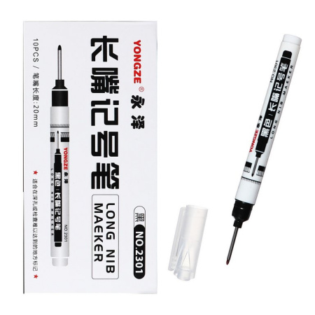 Маркер с удлиненным наконечником перманентный 0,7 мм круглый, черный