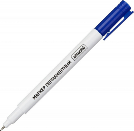 Маркер перманентный  0,5 мм Attache синий, супертонкий метал. наконечник