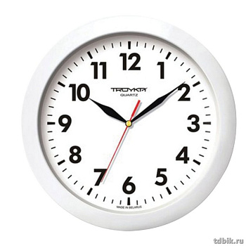 Часы настенные TROYKA 29*29*3,5см, круглые, цв. белый, белая рамка