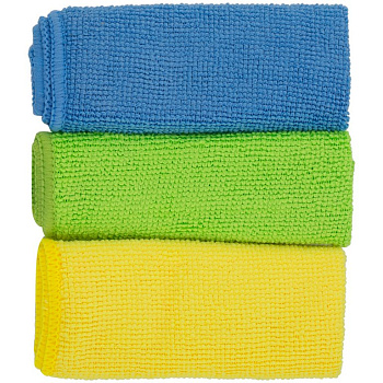 Салфетка для уборки помещений (микрофибра) 25*25см, 200 г/м2, OfficeClean (3шт/уп) ассорти