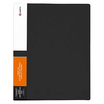 Папка на 2-х кольцах А4 32 мм карман на торце, пластик 0,6мм, черная Lamark
