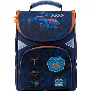 Ранец для мальчика GoPack Education "Racing" 26*34*13 синий
