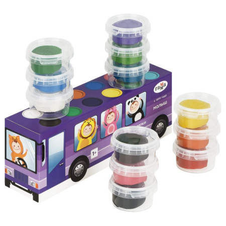 Тесто для лепки 12 цв. 720 гр Гамма "Малыш. Автобус"