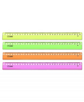 Линейка 30 см. пласт. прозрачная. Стамм неоновые цвета, ассорти