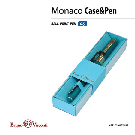 Ручка шариковая Bruno Visconti "Monaco" в футляре (картон), морская волна корпус