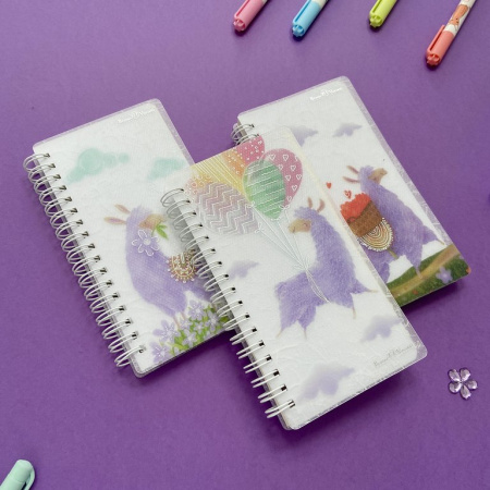 Блокнот А6  80л., 90*160 мм, на гребне с резинкой "CUTE JOURNAL.ЛАВАНДОВЫЕ ЛАМЫ" (3 вида)