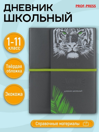 Дневник школьный твердая обложка, кожзам "Дикий духом" 48 л.