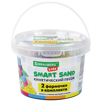Песок кинетический 0,5кг. BRAUBERG "KIDS" натуральный в ведре + 2 формочки