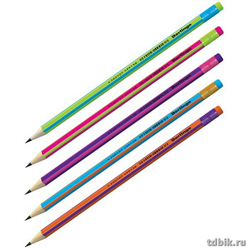 Карандаш ч/г HB трехгранный Berlingo "Fuze" с ластиком, ассорти