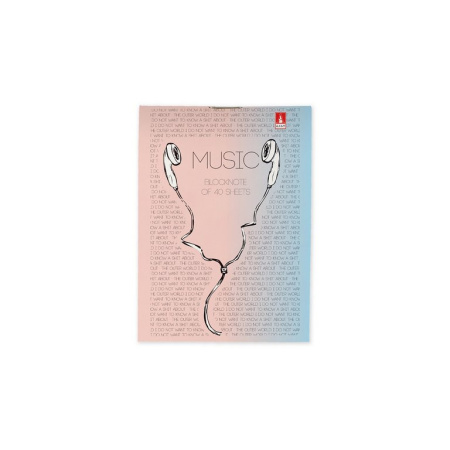 Блокнот А7  40л.,  68*101 мм, на скрепке Альт "SOUNDMANIA" мягкая обл, 4 вида
