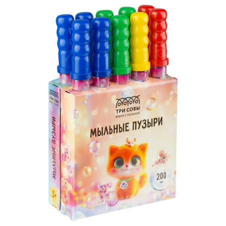 Пузыри мыльные 200мл. ТРИ СОВЫ "Котенок" ассорти