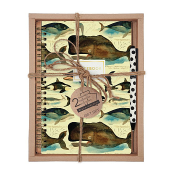 Набор подарочный BrunoVisconti "КИТЫ" (ТЕТРАДЬ НА ГРЕБНЕ В ТОЧКУ + РУЧКА)