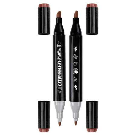 Маркер для скетчинга  12шт/уп Феникс+ КАЛАН двусторонние в пласт. пенале