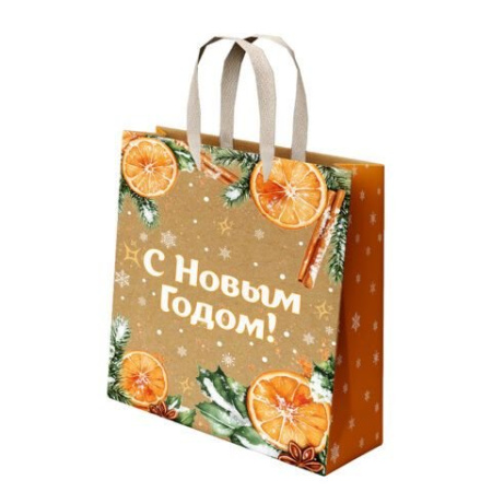 Пакет бумажный НГ 18*23см крафт "Зимнее волшебство" ЗОЛОТАЯ СКАЗКА, ассорти